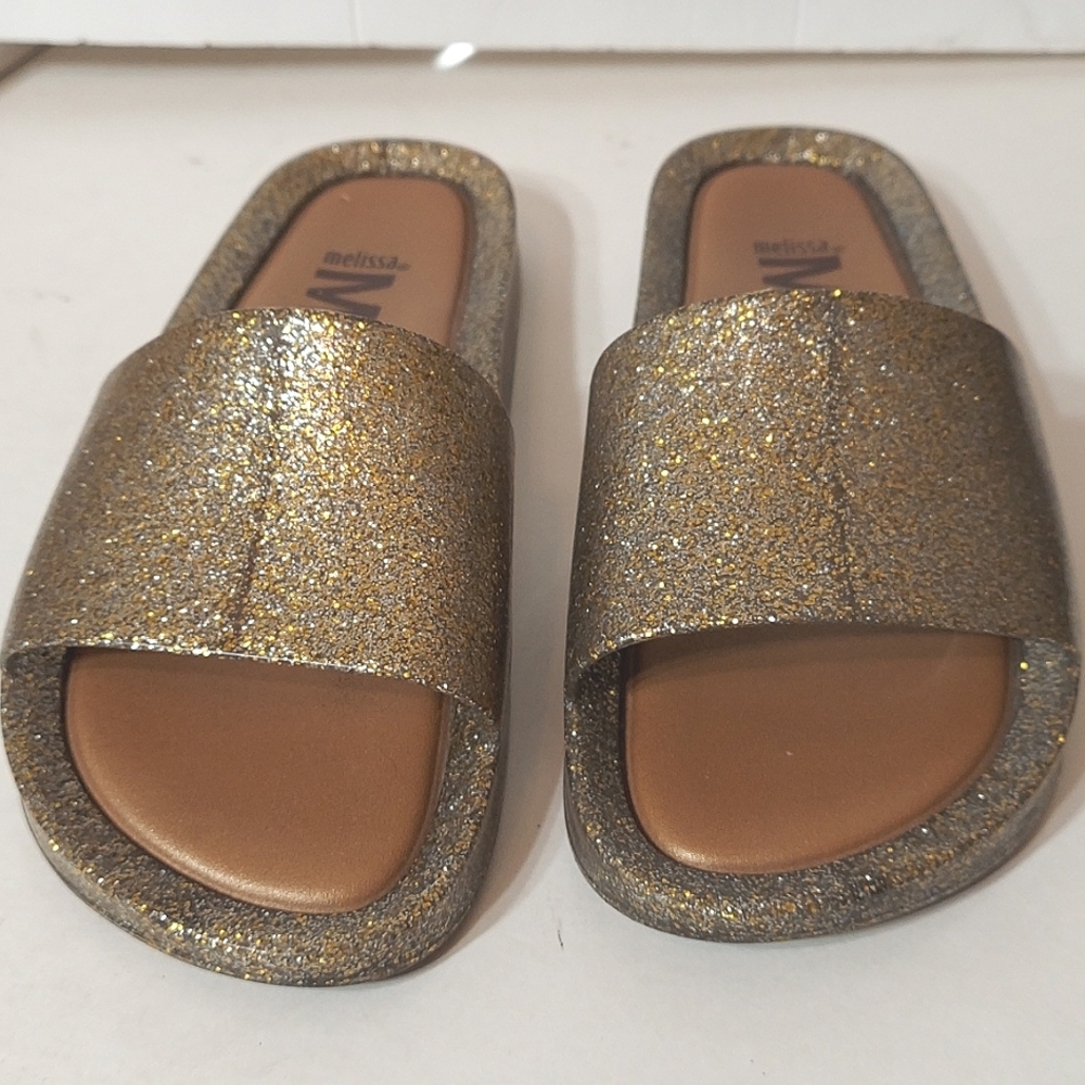 Melissa Gold Glitter Size 6 Slides